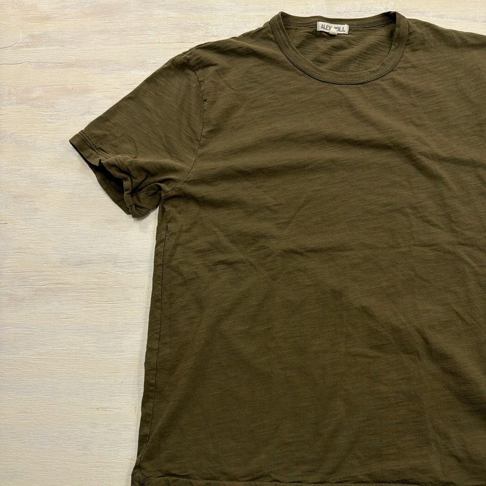 Alex Mill T-Shirt Slub Cotton Short Sleeve Olive Green Large Mens - Picture 2 of 7